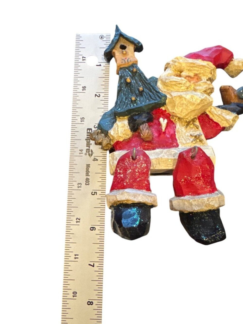 Kurt S Adler Snowtown Sitting Santa With Bird Dangling Legs Shelf Sitter w/Box - Picture 12 of 14